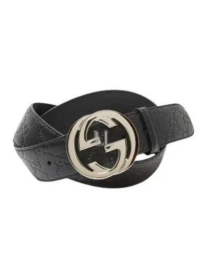 Men's Interlocking G Signature Leather Belt Black - GUCCI - BALAAN 2