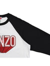 Logo Print Cotton Long Sleeve T-shirt Black White - KENZO - BALAAN 6