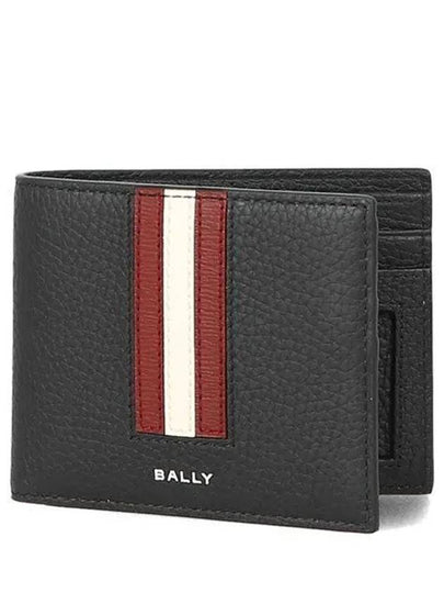 Ribbon Bifold Grain Leather Half Wallet Red Black - BALLY - BALAAN 2