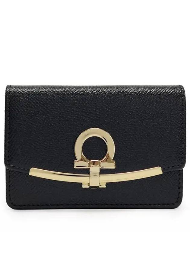 Gancini Calfskin Card Wallet Black - SALVATORE FERRAGAMO - BALAAN 2