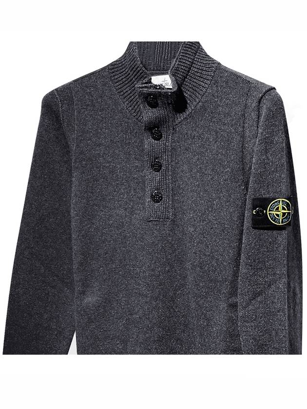 Wappen Patch Button Knit Top Charcoal - STONE ISLAND - BALAAN 6