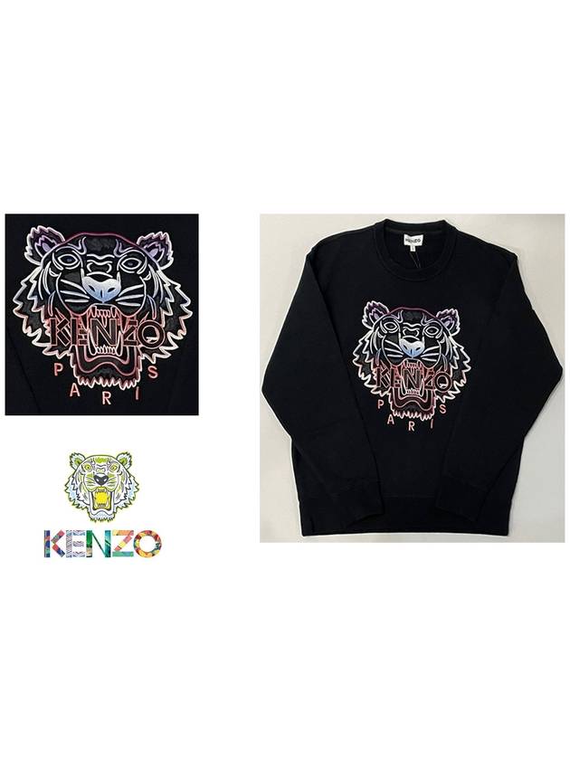 Gradient Tiger Embroidery Logo Sweatshirt Black - KENZO - BALAAN 5