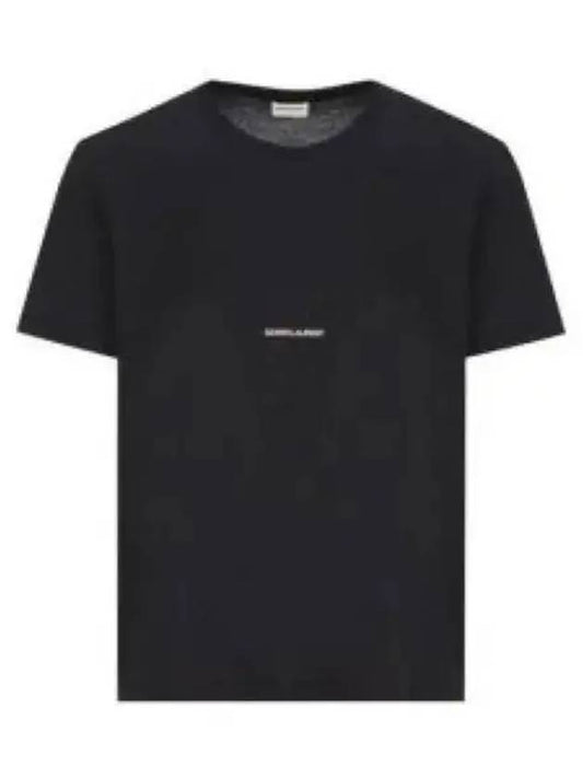 Men's Small Logo Short Sleeve T-Shirt Black - SAINT LAURENT - BALAAN 2