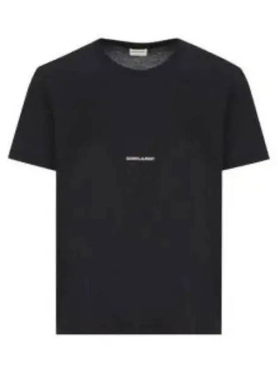 Men's Small Logo Short Sleeve T-Shirt Black - SAINT LAURENT - BALAAN 2