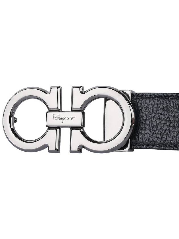 Reversible Gancini Leather Belt Navy - SALVATORE FERRAGAMO - BALAAN 6