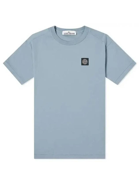 Logo Patch Short Sleeve T-Shirt Blue Grey - STONE ISLAND - BALAAN 1