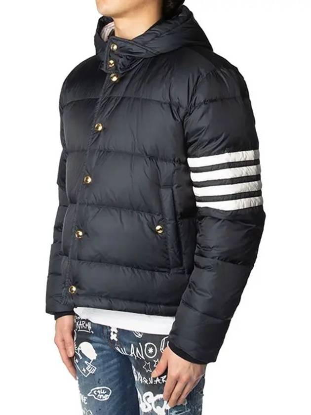 Downfilled Nylon 4-Bar Bomber Padding Navy - THOM BROWNE - BALAAN 5