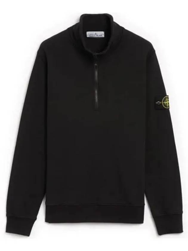 Wappen Patch Half Zip Up Sweater Black Men s Sweatshirt 270008 - STONE ISLAND - BALAAN 1