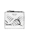 Logo Zipper Bifold Half Wallet Silver - PRADA - BALAAN 1