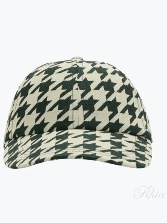 Houndstooth Pattern Cotton Ball Cap Green - BURBERRY - BALAAN 2