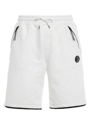 Diagonal Fleece Lens Training Half Shorts White - CP COMPANY - BALAAN.