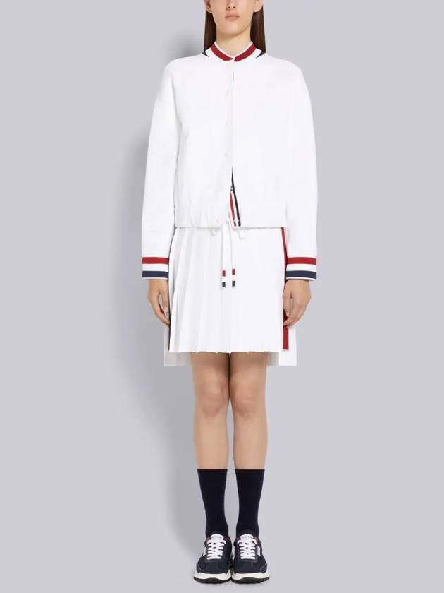 Side Stripe Dropback Mini Pleated Skirt White - THOM BROWNE - BALAAN 7