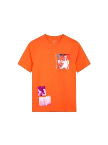 Men s Square Patch Crew Neck T Shirt Vivid Orange 270564 - ARMANI EXCHANGE - BALAAN 1