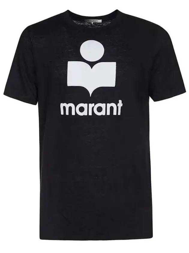 Karman Logo Print Linen Short Sleeve T-Shirt Black - ISABEL MARANT - BALAAN 1