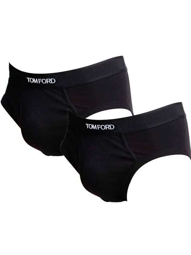 Men's Cotton Logo Waistband Briefs 2 Pack Black - TOM FORD - BALAAN 3