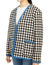 Women's Gingham Tweed Jacket Ivory Blue - GUCCI - BALAAN 3