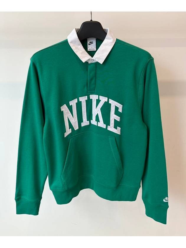 Club Fleece Long Sleeves Polo Shirt Green - NIKE - BALAAN 2