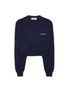 Logo Wool Knit Top Navy - MIU MIU - BALAAN 1