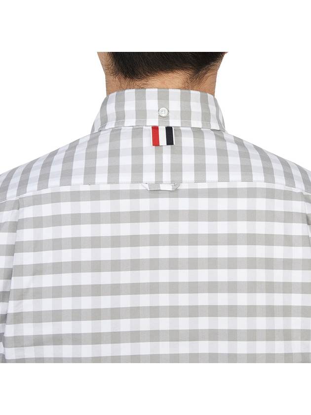 Men's Check Oxford Long Sleeve Shirt Grey - THOM BROWNE - BALAAN 10