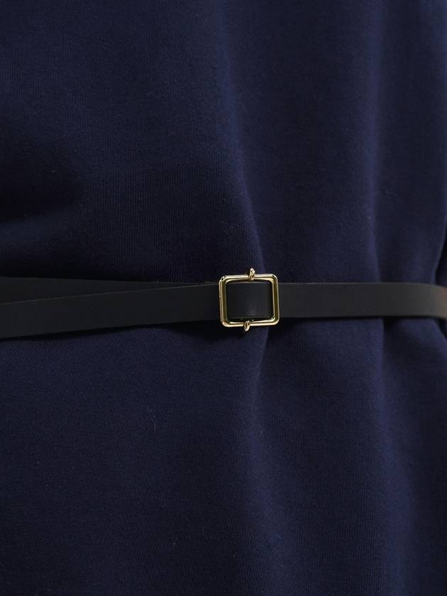 Square Buckle Season Leather Slim Belt Black - SORRY TOO MUCH LOVE - BALAAN 3