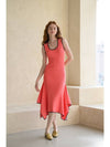 Caisienne slim fit sleeveless slit unbalanced knit dress_coral - CAHIERS - BALAAN 1