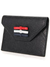 Pebble Grain Leather Bow Detail Envelope Card Wallet Black - THOM BROWNE - BALAAN 5