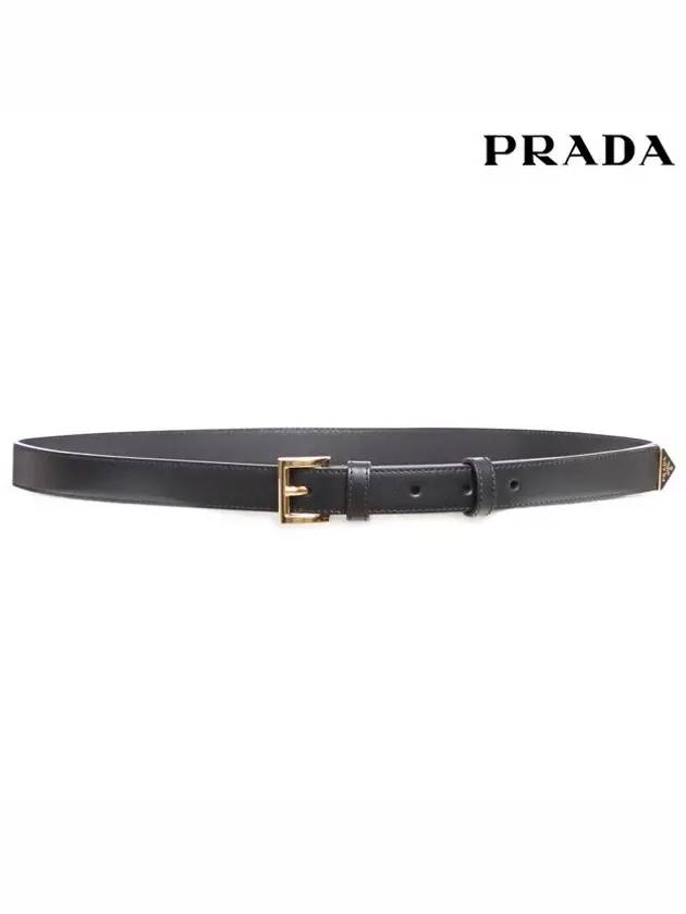 Logo Leather Belt Black - PRADA - BALAAN 4