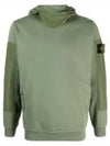 Garment Dyed Cotton Fleece Badge Hoodie Green - STONE ISLAND - BALAAN 2