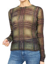 Studio Women's Simona Check Knit Top Green - MAX MARA - BALAAN.