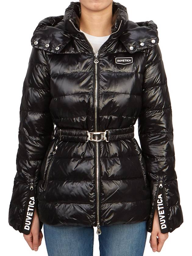 Women s goose down padded jacket Pigna belted hoodie VDDJ25235 BKS - DUVETICA - BALAAN 3