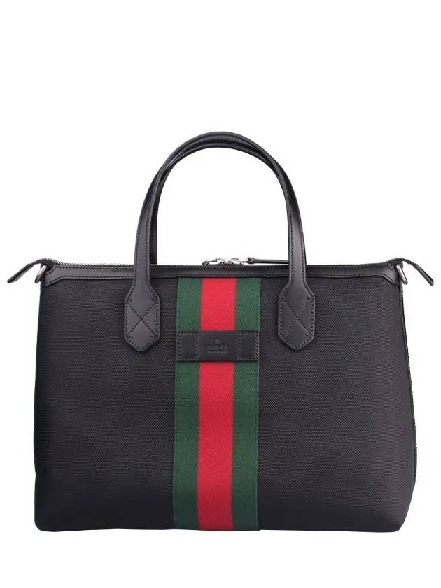 Stripe Canvas Tote Bag Black - GUCCI - BALAAN 2