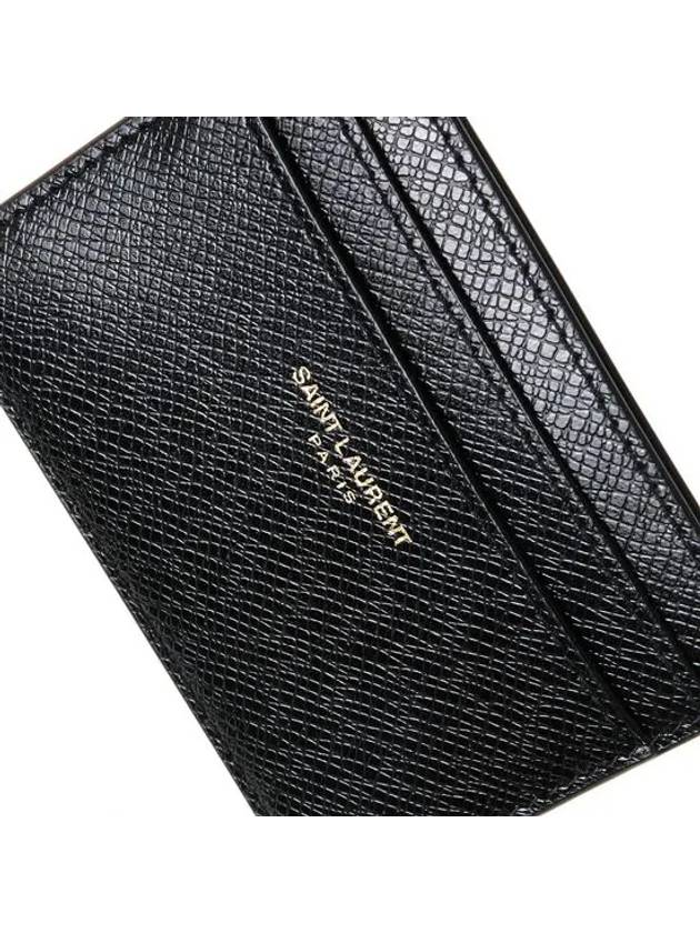 Embossed Logo Leather Card Wallet Black - SAINT LAURENT - BALAAN 6