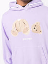 Men's Bear Logo Cotton Hoodie Purple - PALM ANGELS - BALAAN 3