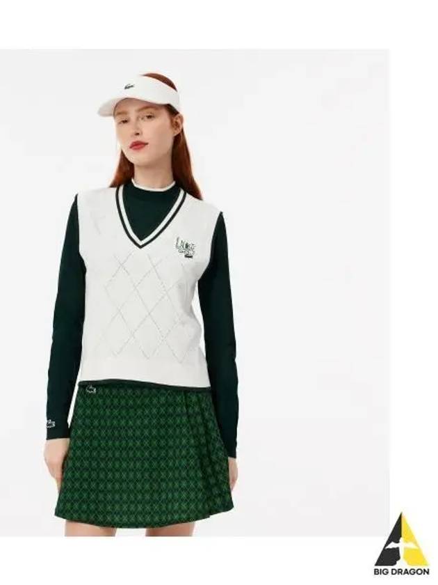 Women s Argyle Pattern Golf Vest OFFWHITE Off White - LACOSTE - BALAAN 1