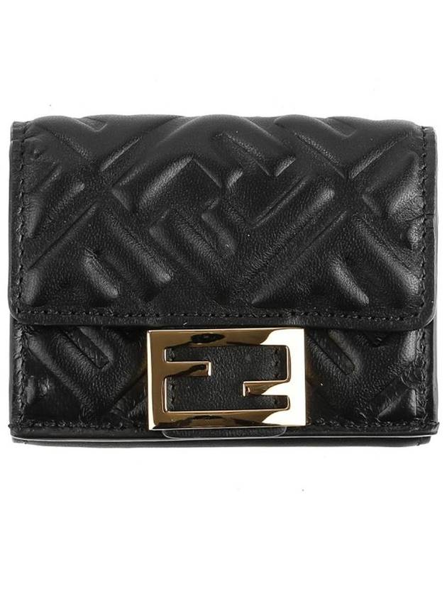 FF Baguette Flap Card Half Wallet Black - FENDI - BALAAN 2