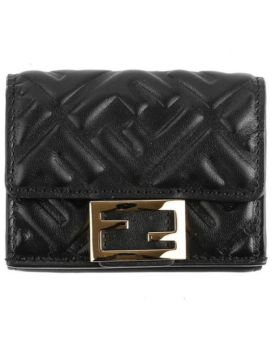 FF Baguette Flap Card Half Wallet Black - FENDI - BALAAN 2