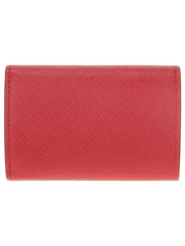 Saffiano Triangle Logo Flap Half Wallet Red - PRADA - BALAAN 5