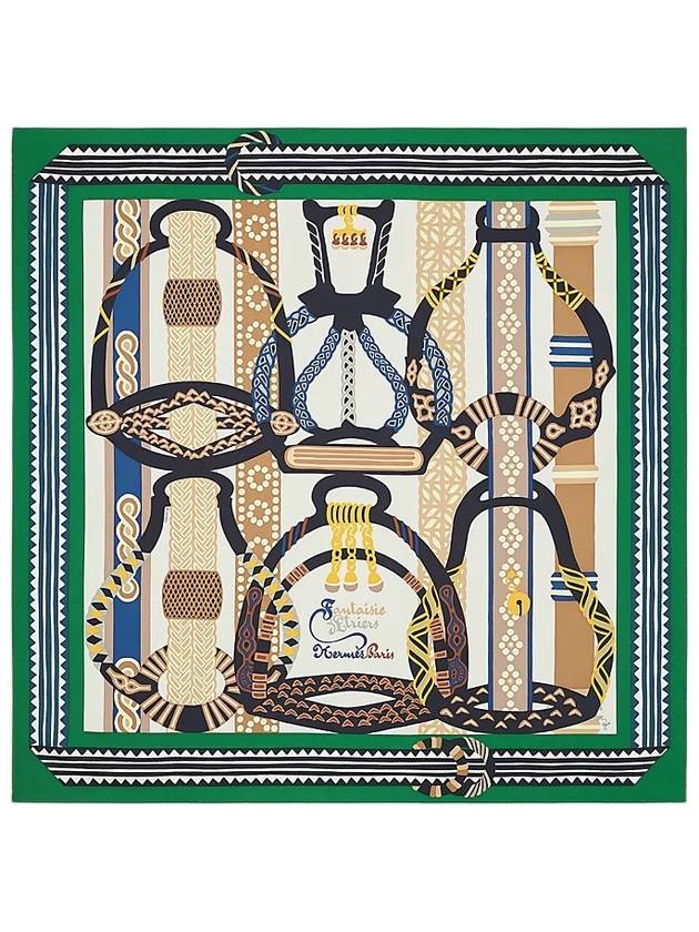 Fantaisie D'Etriers 90 Scarf Green - HERMES - BALAAN 2