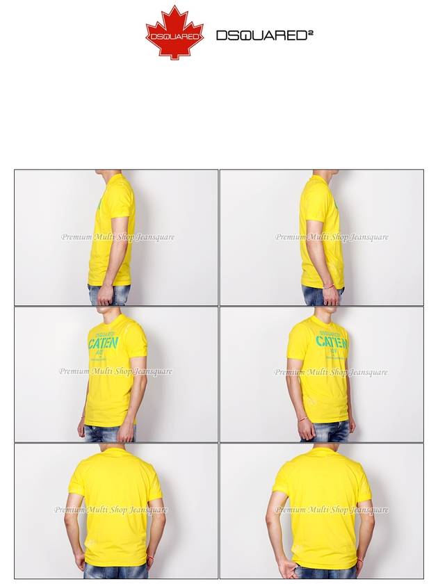 Men's CATEN Dean Dan Pocket Short Sleeve TShirt 74GC0897 Yellow - DSQUARED2 - BALAAN 5