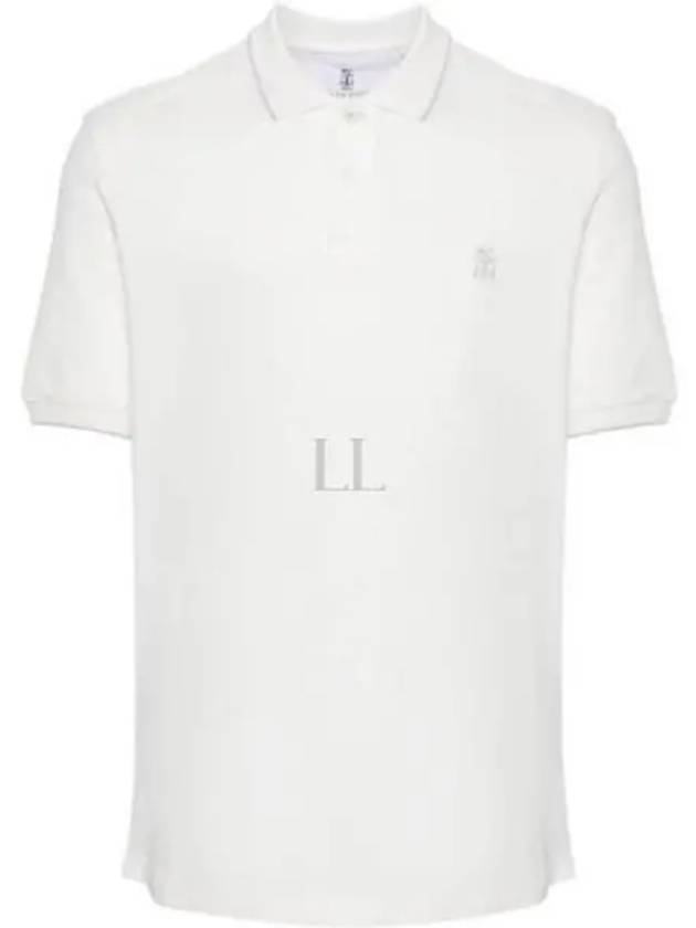 Embroidered Logo Short Sleeve Polo Shirt White - BRUNELLO CUCINELLI - BALAAN 2