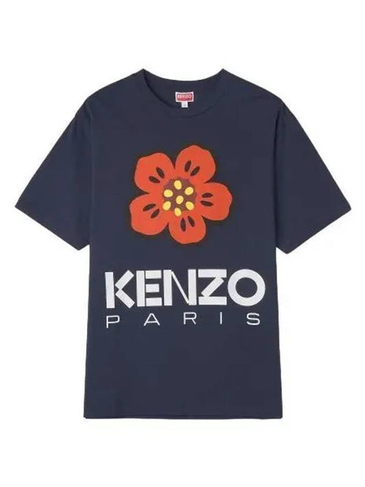 Balk Flower Short Sleeve T Shirt Midnight Blue - KENZO - BALAAN 1
