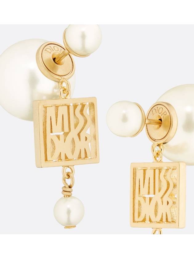 Tribales Miss Dior Resin Pearl Earrings Gold - DIOR - BALAAN 4