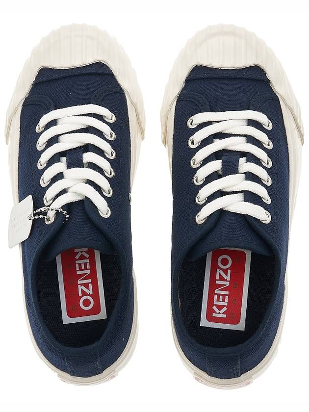 Tiger Logo Sole Cotton Low-Top Sneakers Midnight Blue - KENZO - BALAAN 7