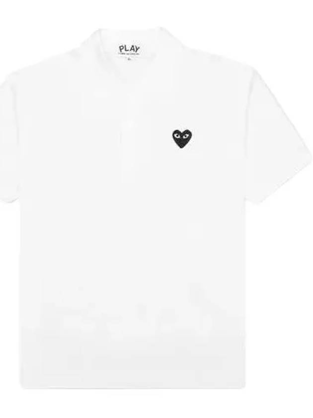 Men's Black Heart Waffen Short Sleeve Polo Shirt White - COMME DES GARCONS - BALAAN 2