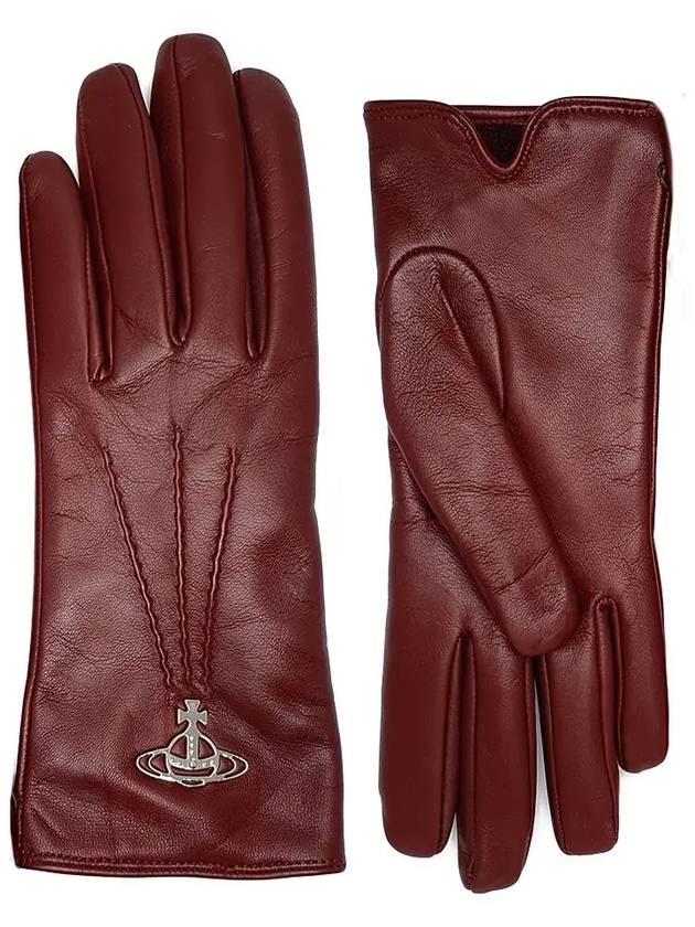 ORB Silver Logo Gloves Dark Red - VIVIENNE WESTWOOD - BALAAN 3