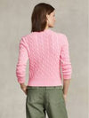 Women's Embroidered Logo Pony Cable Cardigan Pink - POLO RALPH LAUREN - BALAAN 3