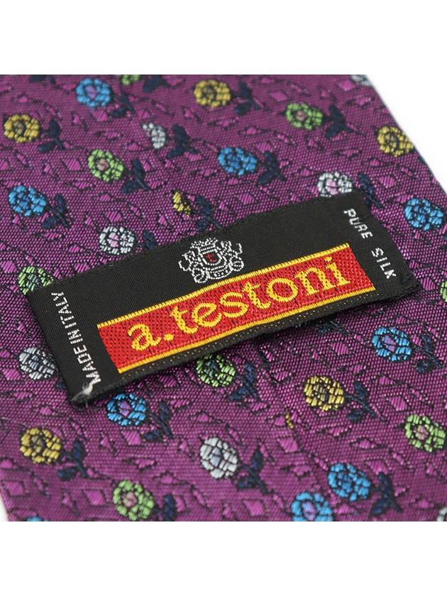 100 silk purple flower pattern tie - A. TESTONI - BALAAN 7