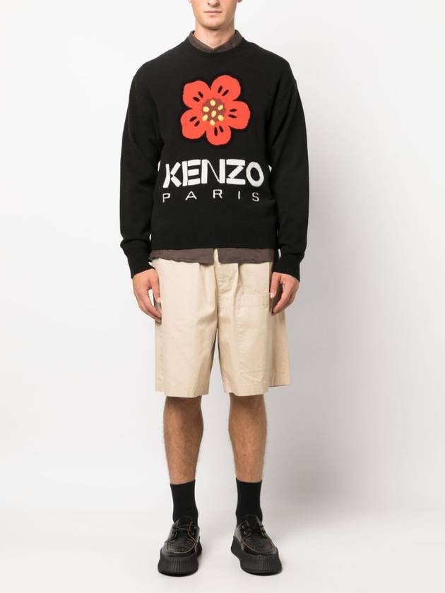 Boke Flower Merino Wool Knit Top Black - KENZO - BALAAN 4