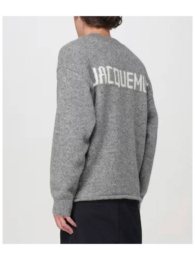 Le Pull Logo Crew Neck Alpaca Wool Knit Top Grey - JACQUEMUS - BALAAN 6