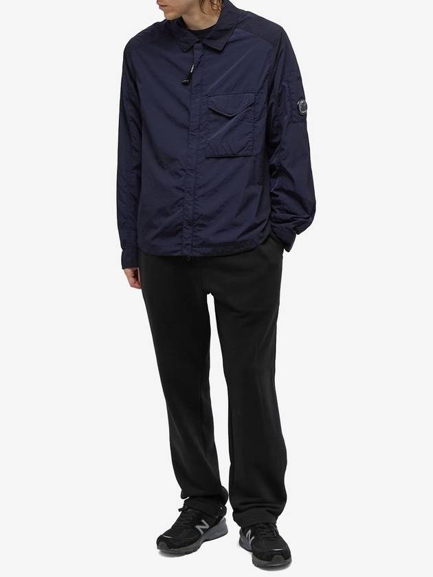 Chrome-R Zip-Up Over Long Sleeve Shirt Navy - CP COMPANY - BALAAN 3